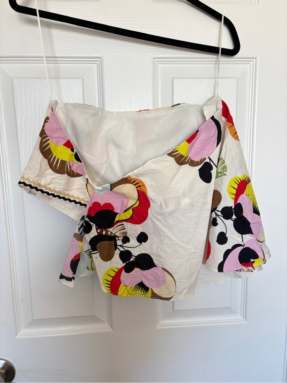 Zara One Shoulder Crop Top Size S Abstract Floral Resort Vacation Summer - Picture 7 of 10